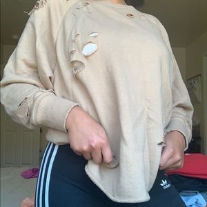 Oversized distressed pullover